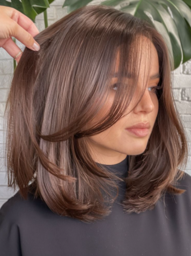 Теплый брюнет с хайлайтами
