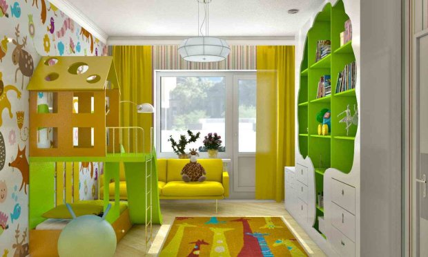 детские комнаты, варианты детских, яркие варианты