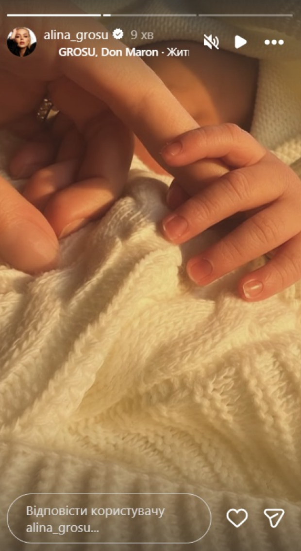 Скрин публикации Алины Гросу