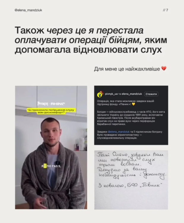 Скрін публікації Олени Мандзюк