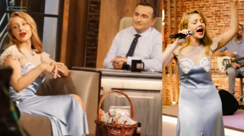 Тина Кароль вышла в эфир на телевидении в Тбилиси в эффектном платье от украинского бренда