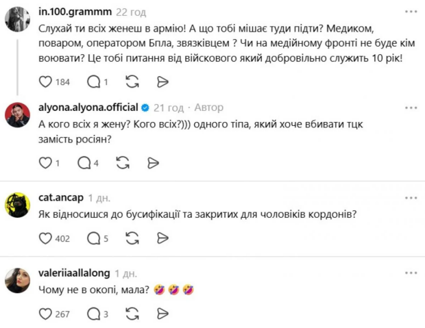 Коментарі під постом Alyona Alyona