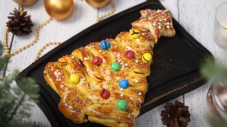 Справжній новорічний десерт з листкового тіста « "Новорічна ялинка" (відео)