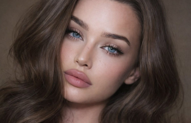 Холодная шатенка, голубые глаза, изображение из свободных источников