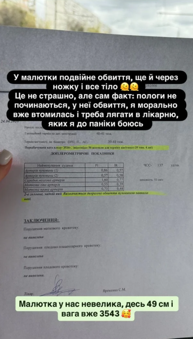 Скрін публікації Інни Бєлєнь