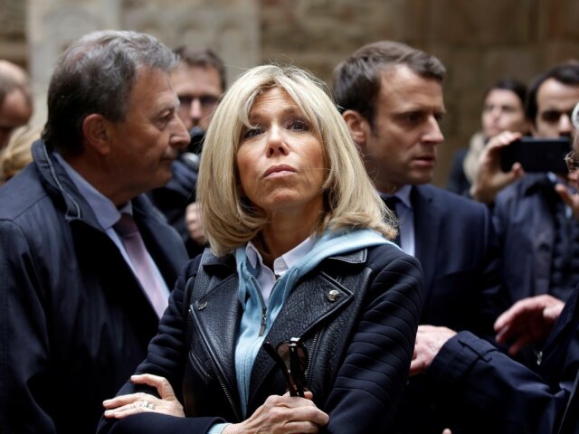 Brigitte Trogneux, wife of Emmanuel Macron, head of the political movement En Marche !, or Onwards !