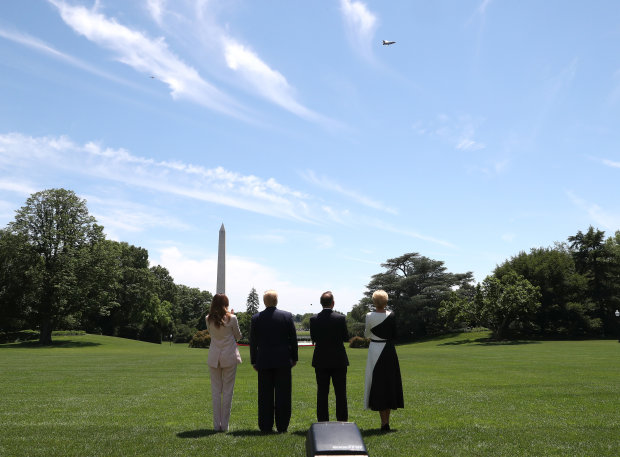 Дональд и Мелания Трамп и польский президент Анджей Дуда с супругой Агатой