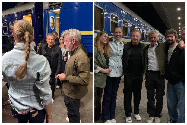 Шон Пенн и Юрий Горбунов в Киеве, фото из соцсетей телеведущего