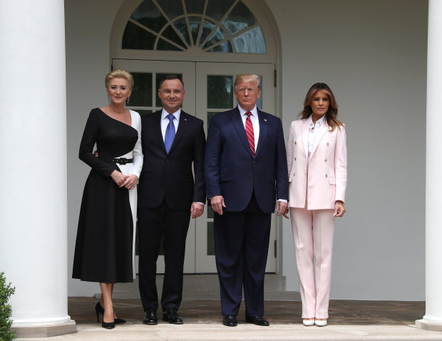 Дональд і Меланія Трамп і польський президент Анджей Дуда з дружиною Агатою