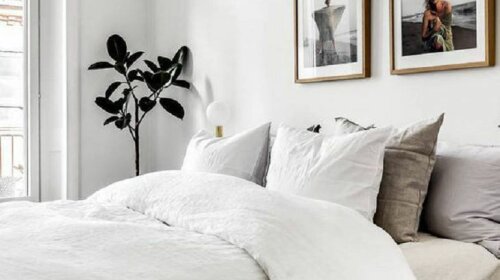 Amazing-white-bedroom-dresser-king-set-grey-bed-and-mattress-white-blanket-white-rounded-pendant-lam