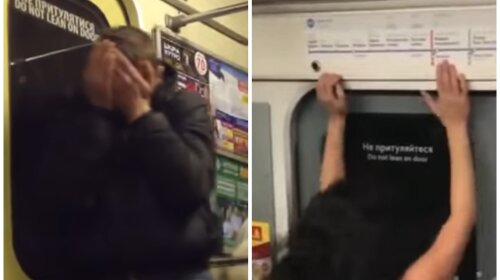 У київському метро напівгола жінка влаштувала гаряче "шоу": збентежила чоловіків (ВІДЕО)