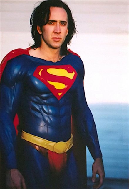 Николас Кейдж на пробах фильма «Супермен жив»