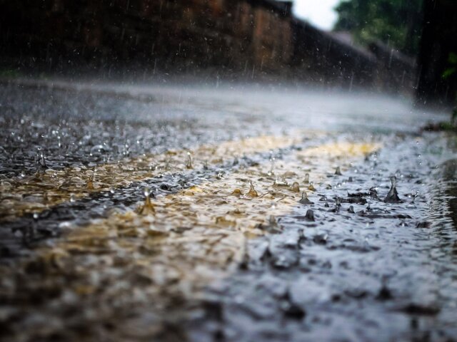 heavy rain-wet-road-dividing-lines-road-markings-rain-concepts