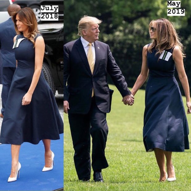 Мелания в этом же платье летом 2018 года
