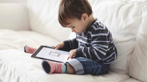 Small boy using a tablet
