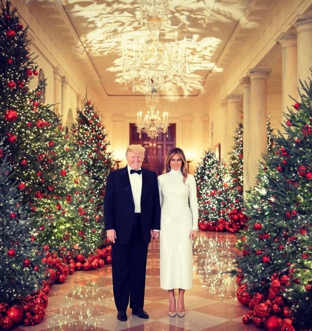 Президент США и его Первая леди позируют для открытки на Рождество