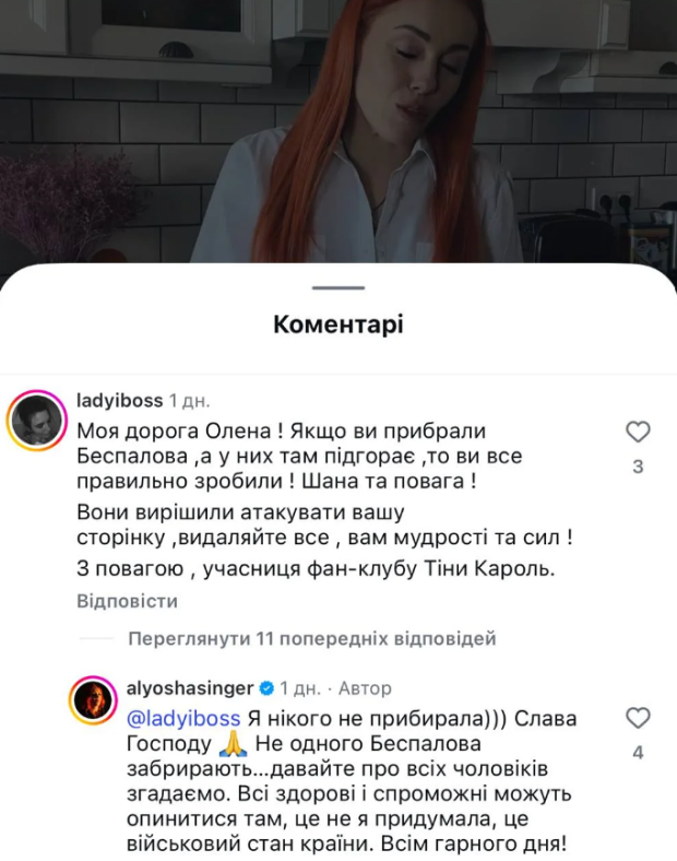 Скрин публикации Елены Тополи