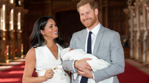 The Duke & Duchess Of Sussex Pose With Their Newborn Son