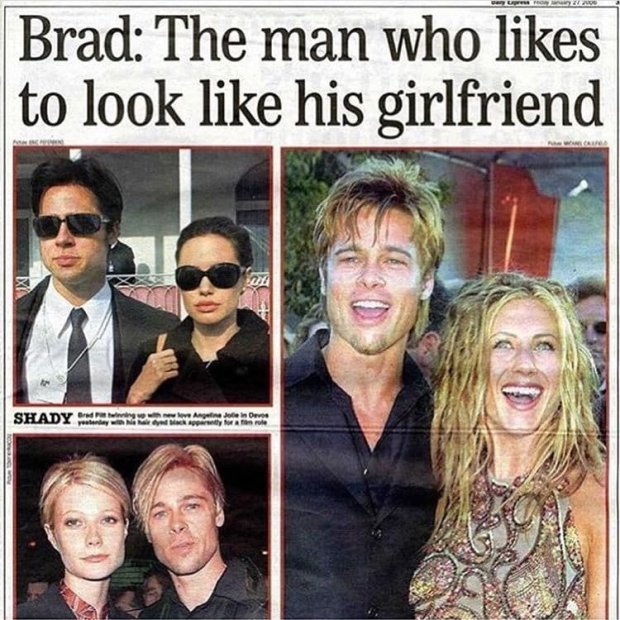 Статья в газете от 2006 года с заголовком: «Брэд: мужчина, которому нравится быть похожим на его дев