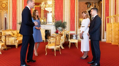 В элегантном белом костюме: Елена Зеленская восхитила эффектным нарядом на встрече с Кейт Миддлтон и принцем Уильямом (фото)