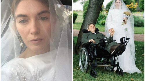 Дизайнер Лилия Литковская вышла замуж за Александра Данилюка: жених прибыл на свадьбу на инвалидном кресле, невеста с колосками (фото)