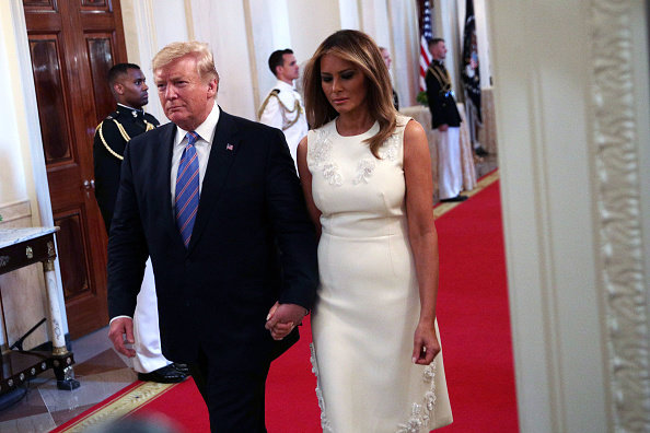 Мелания и Дональд Трамп на приеме в Белом доме