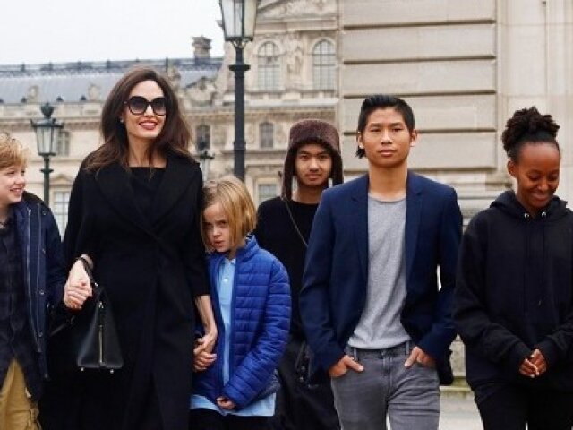 Angelina Jolie and children out in Paris