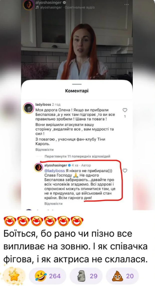 Скрин публикации Елены Тополи