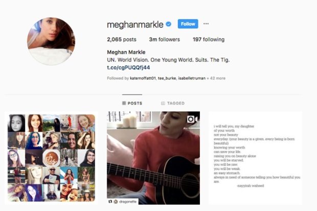 Сторінка Меган Маркл в Instagram